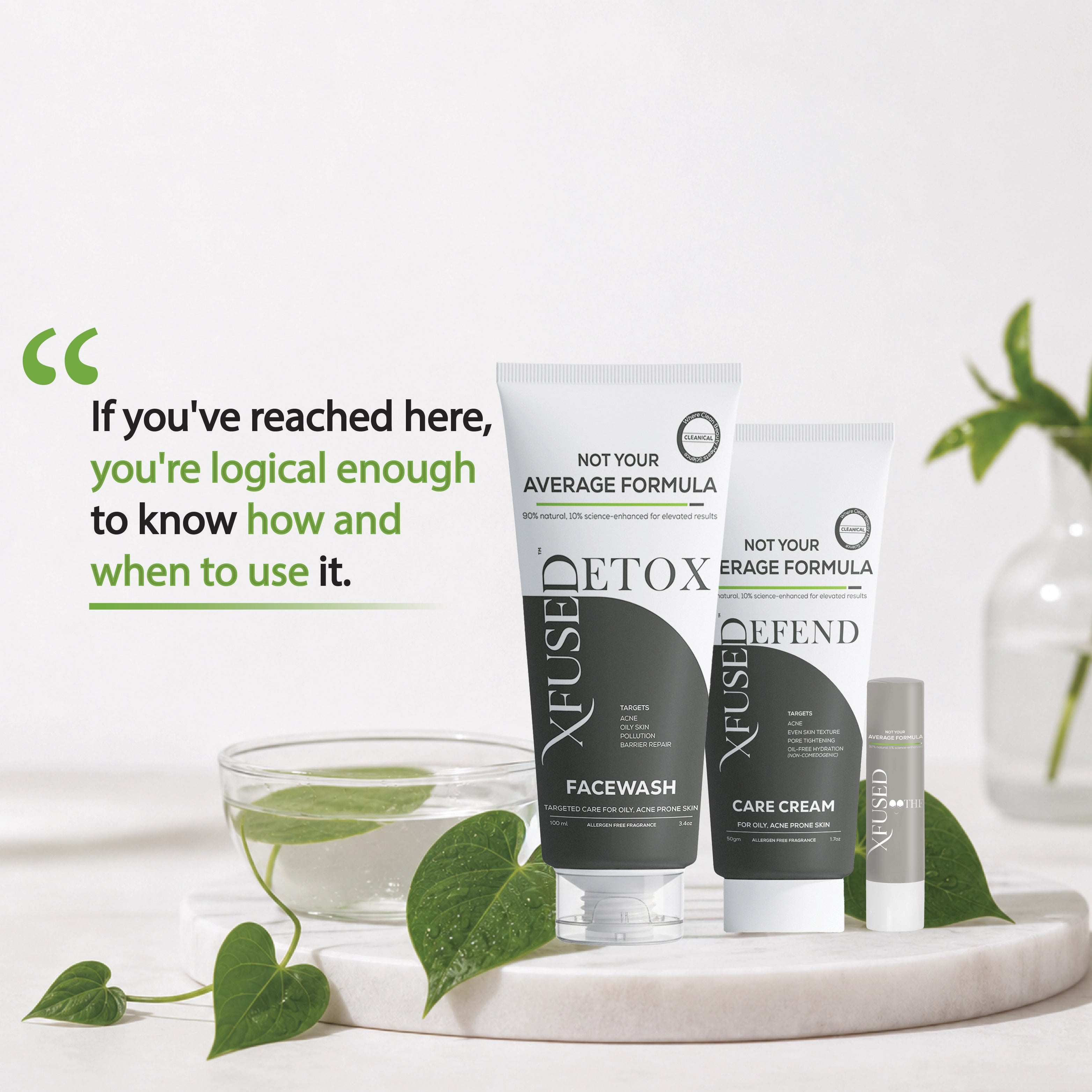 Monsoon Skincare Combo : Detox Facewash (100ml) + Defend Oil-free Moisturiser (50gm) + Lip-First Care Balm Soothe (Plain)